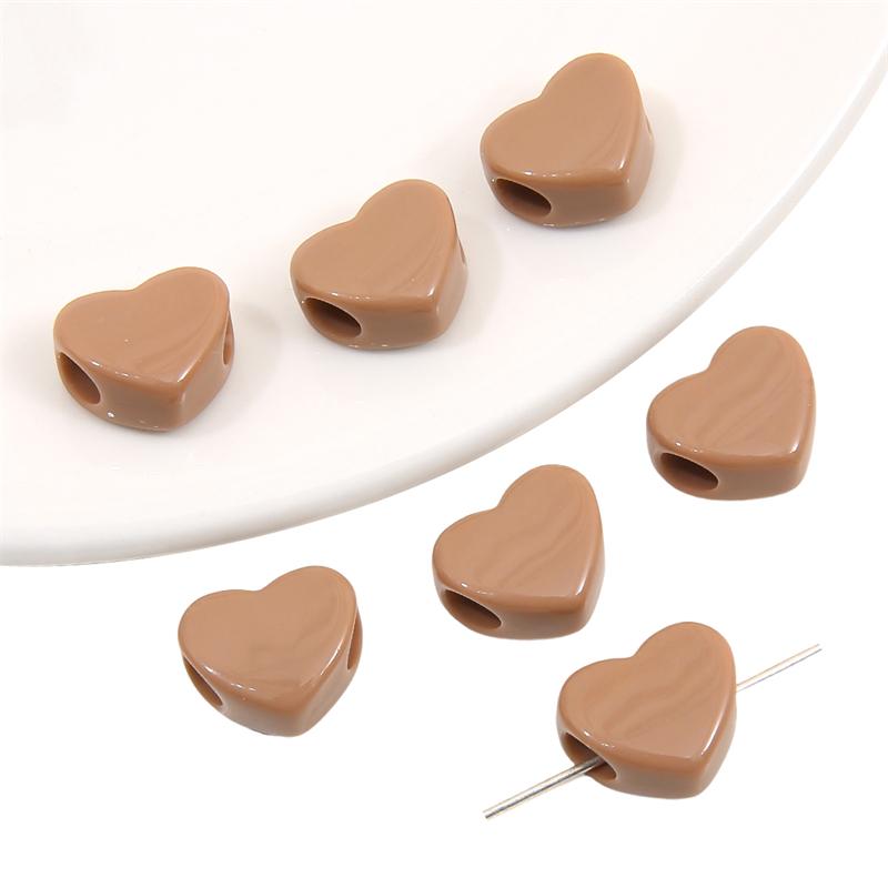 

30шт акриловые бусины сплошной цвет сердце подвески бусины для DIY браслет ожерелье ювелирных изделий коричневый