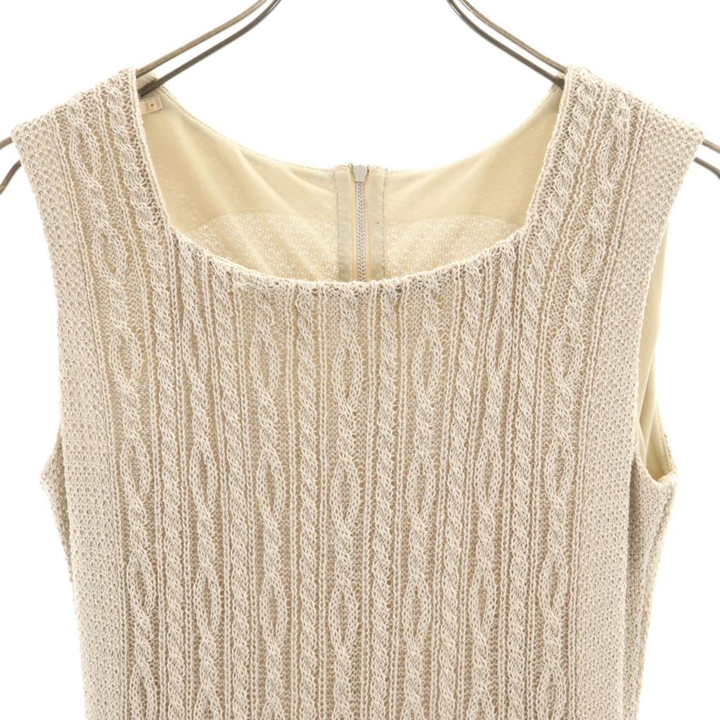 FOXEY Made In Japan Linen Blend No Sleeve Knit Switching Gathered One Piece Women Used
