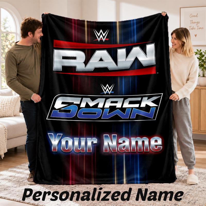 Custom Name WWE LOGO Flannel Throw Blanket Personalized Text Soft Blanket Bed Sofa Gift