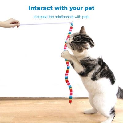 Interactive Cat Stick Toy Playing Teaser Wand with Crisp Bells Scratch-Resistant Bite-Resistant Cute Cartoon Relieve Boredom Soft Cat Tease Stick