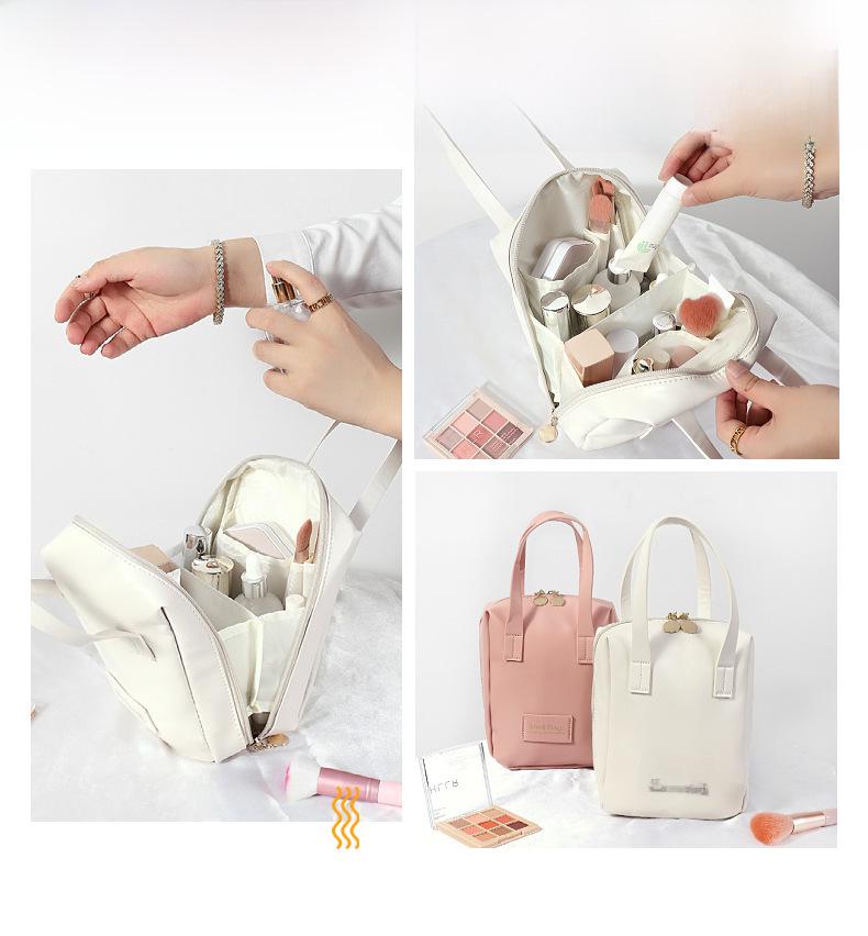 2023 Waterproof Leather Cosmetic Bag for Skin Care with Large Capacity