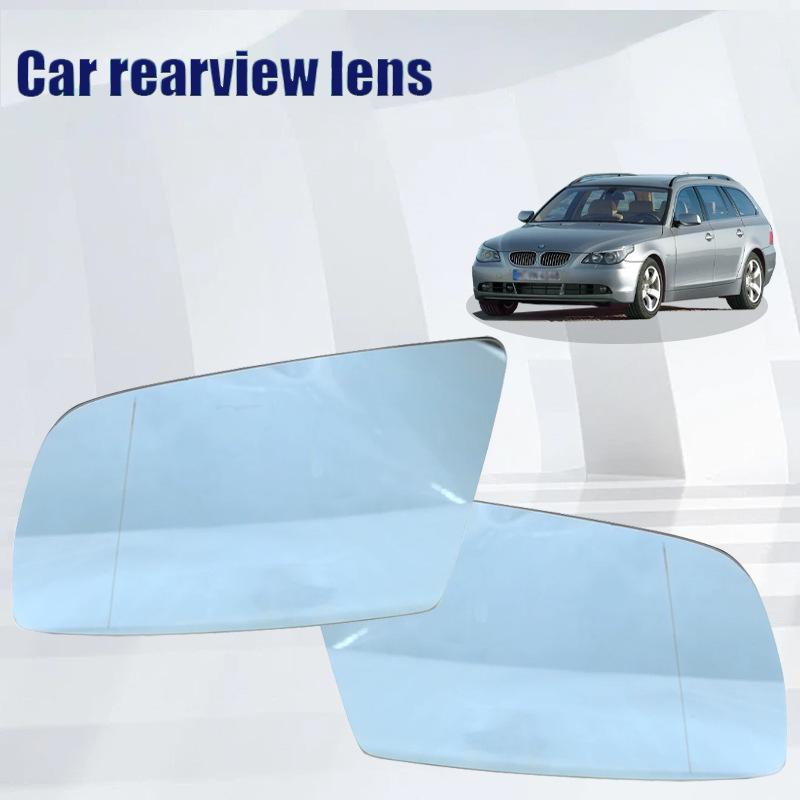 For 03-07 BMW 5 Series E60 E61 Car Reverse Lens Heating Rearview Lens Blue Mirror Replacement