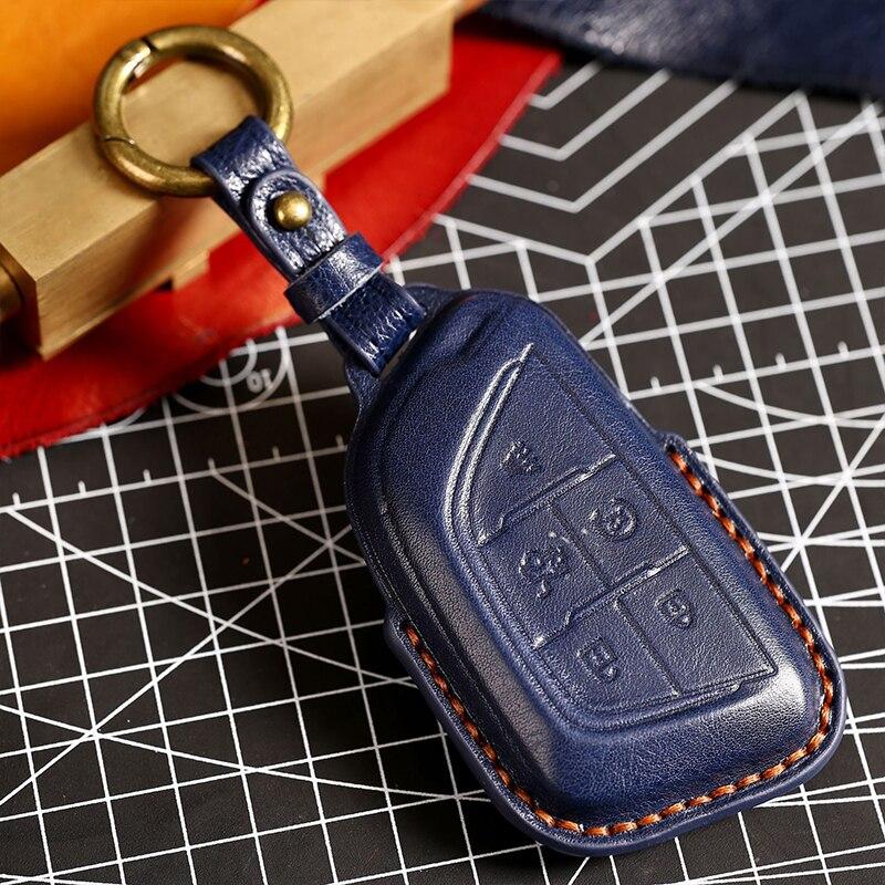 HALLMO Luxus-Autoschlüsseletui aus Leder für Cadillac 3D