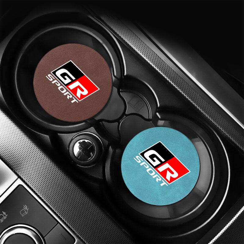 1pcs Suede Car Coaster Mat Water Cup Slots Non-Slip Pad for Toyota Corolla TRD GR Yaris Chr Auris RAV4 Land Cruiser Camry Highlander