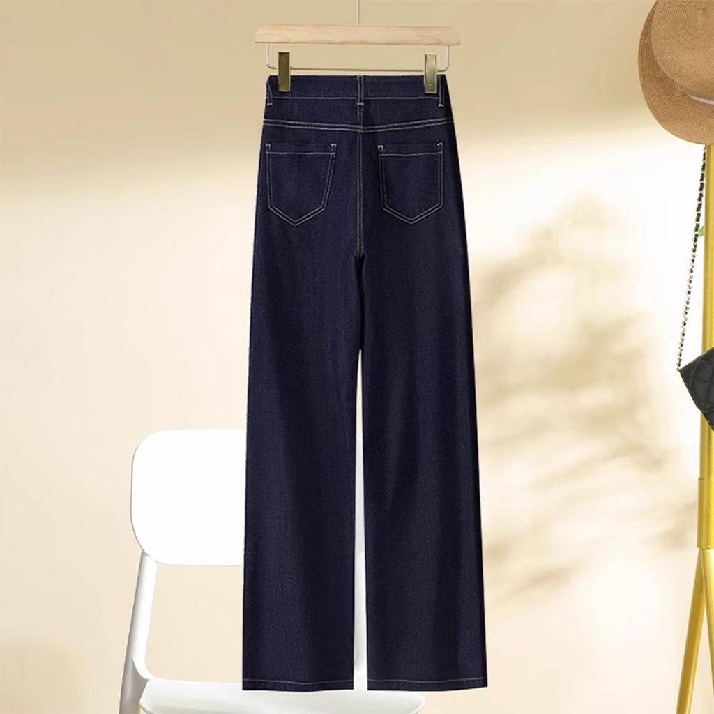 Women's Dark Slimming Jeans: Narrow & Wide Leg High Waist, Small Size, Spring/Autumn 2025 Collection.