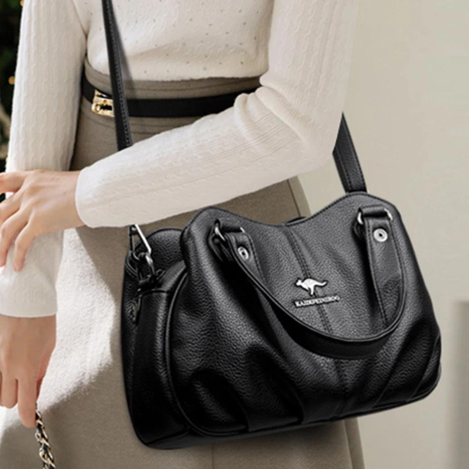 3 Layers Large Capacity Ladies Handbags PU Leather Messenger Sac Designer High Quality Shoulder Crossbody Shopper Bag
