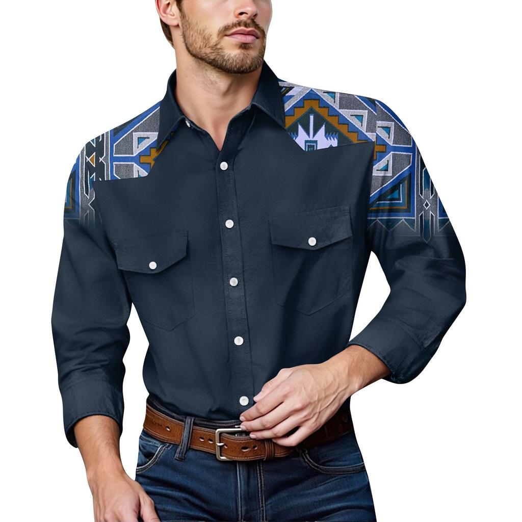 Men'S Fashionable Lapel And Shoulder Length Long Sleeved Casual Top