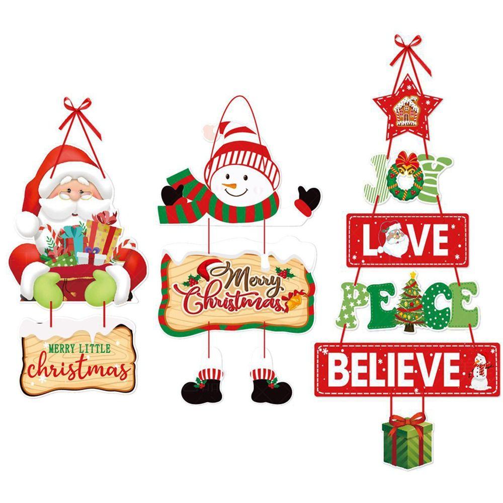 Santa Claus Christmas Hanging Flag Snowman Door Decor 2025 Door Sign Pendant  Party Decor