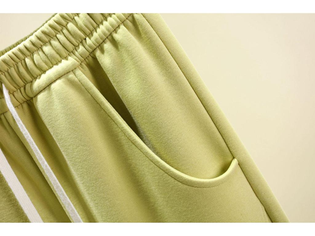 Spring Cotton Colorblock High Waist Casual Banana Pants - Plus Size, Slimming, Versatile Straight Leg with Pockets