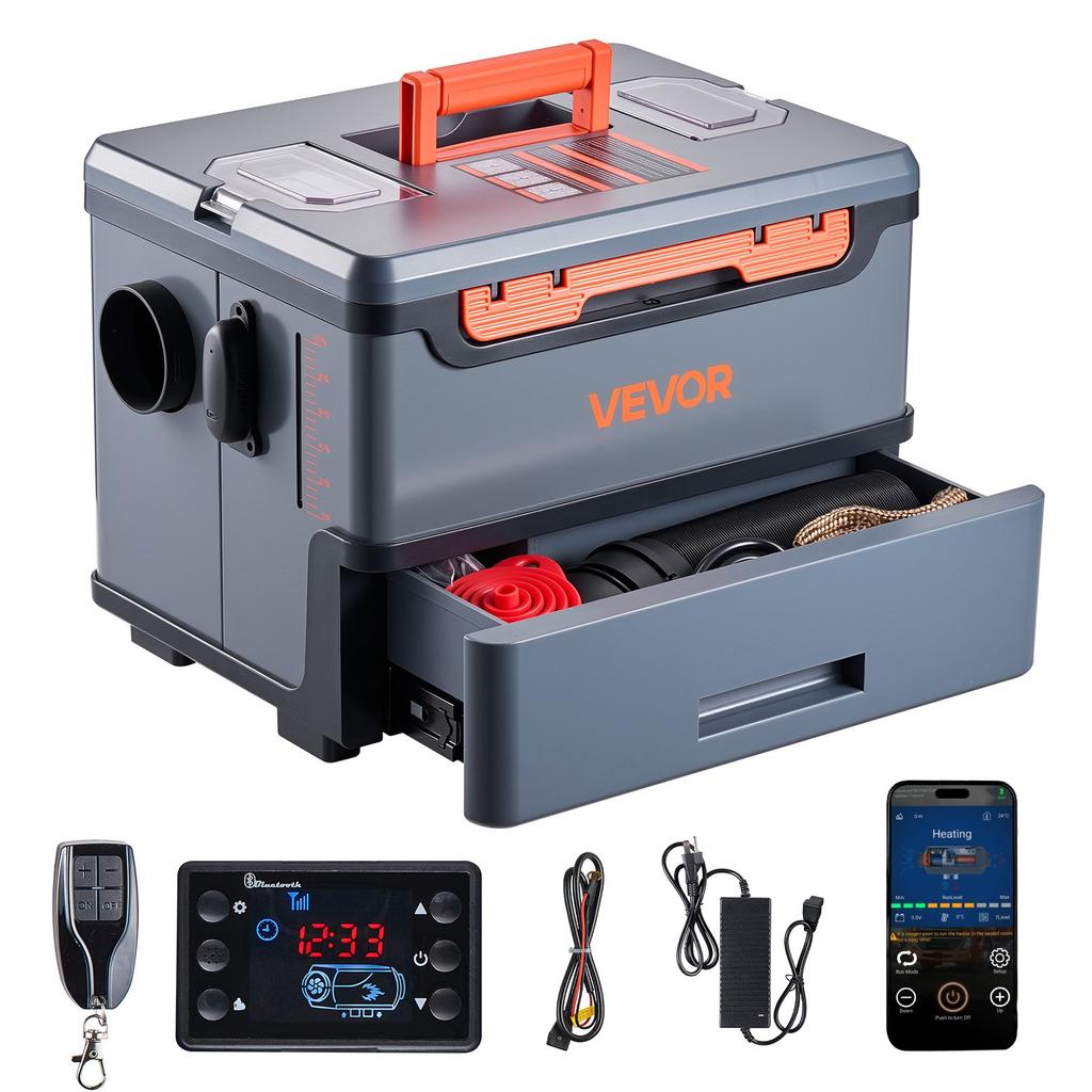 VEVOR Diesel Heater, 5-8KW DC 12V/24V, All In One Portable Diesel Air Heater with Bluetooth APP Control, Remote Control and LCD Screen