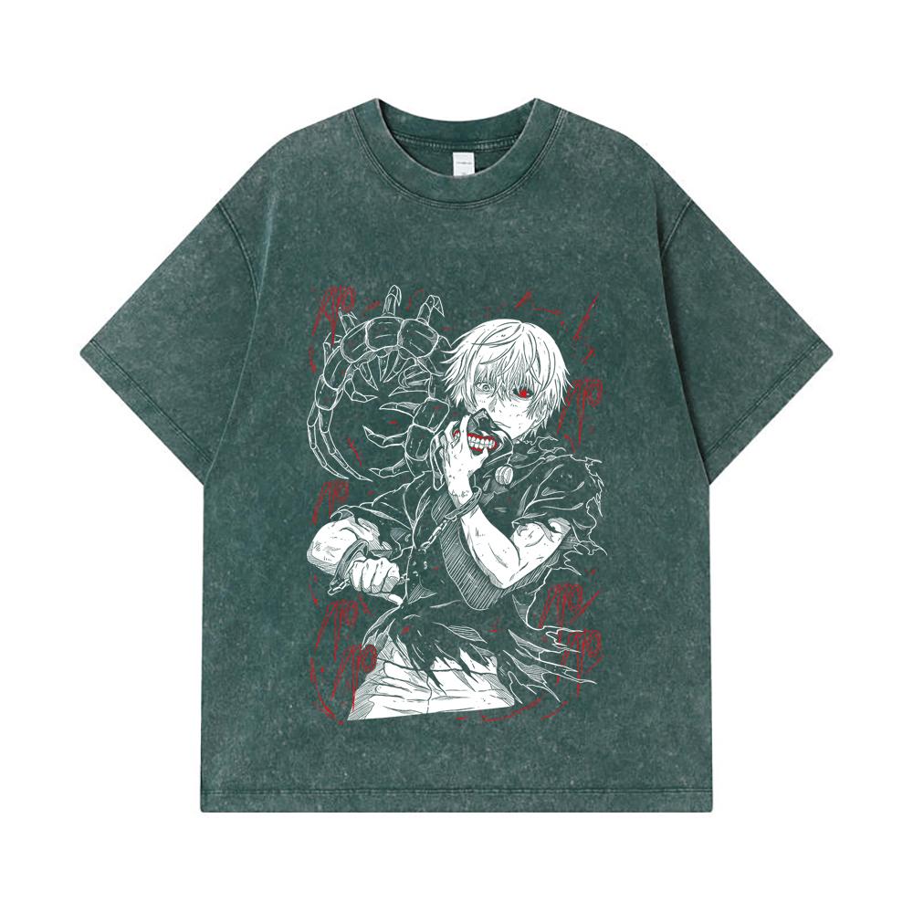 275 GSM Washed T-shirts 100% Cotton Tokyo Ghoul V1 Print Unisex Heavy Cotton T Shirt