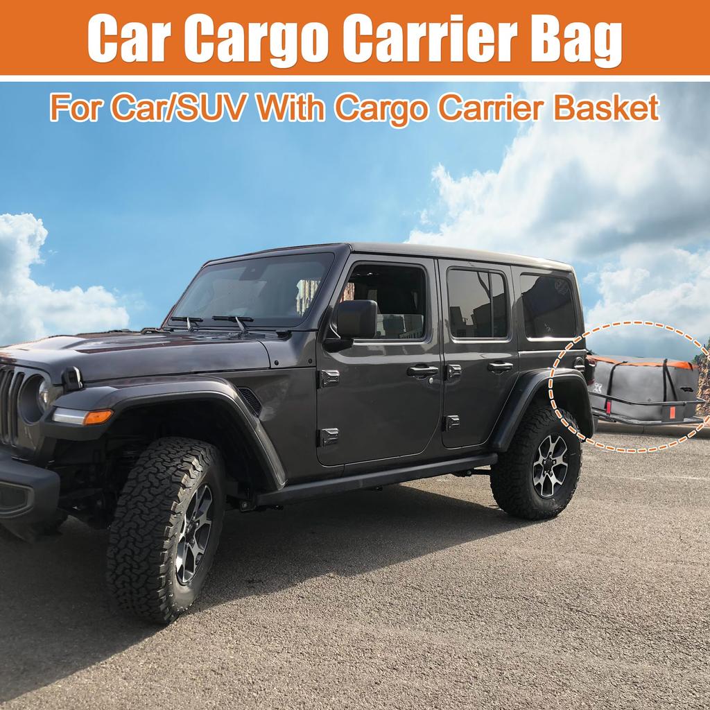 Uxcell 25 Cubic Feet Car Trailer Luggage Bag Set with 8 Reinforced Fits Most Steel Trailer Basket Straps, Vehicles,