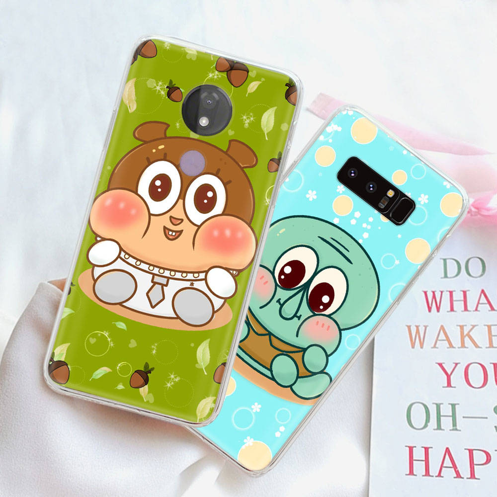JS43 SpongeBob Transparent Case for Samsung A04 A14 A23 M33 M53 Realme 10 9 C35 C55 VIVO Y02 X80 Infinix Hot 30 Note 11 Tecno Spark 8P Pro