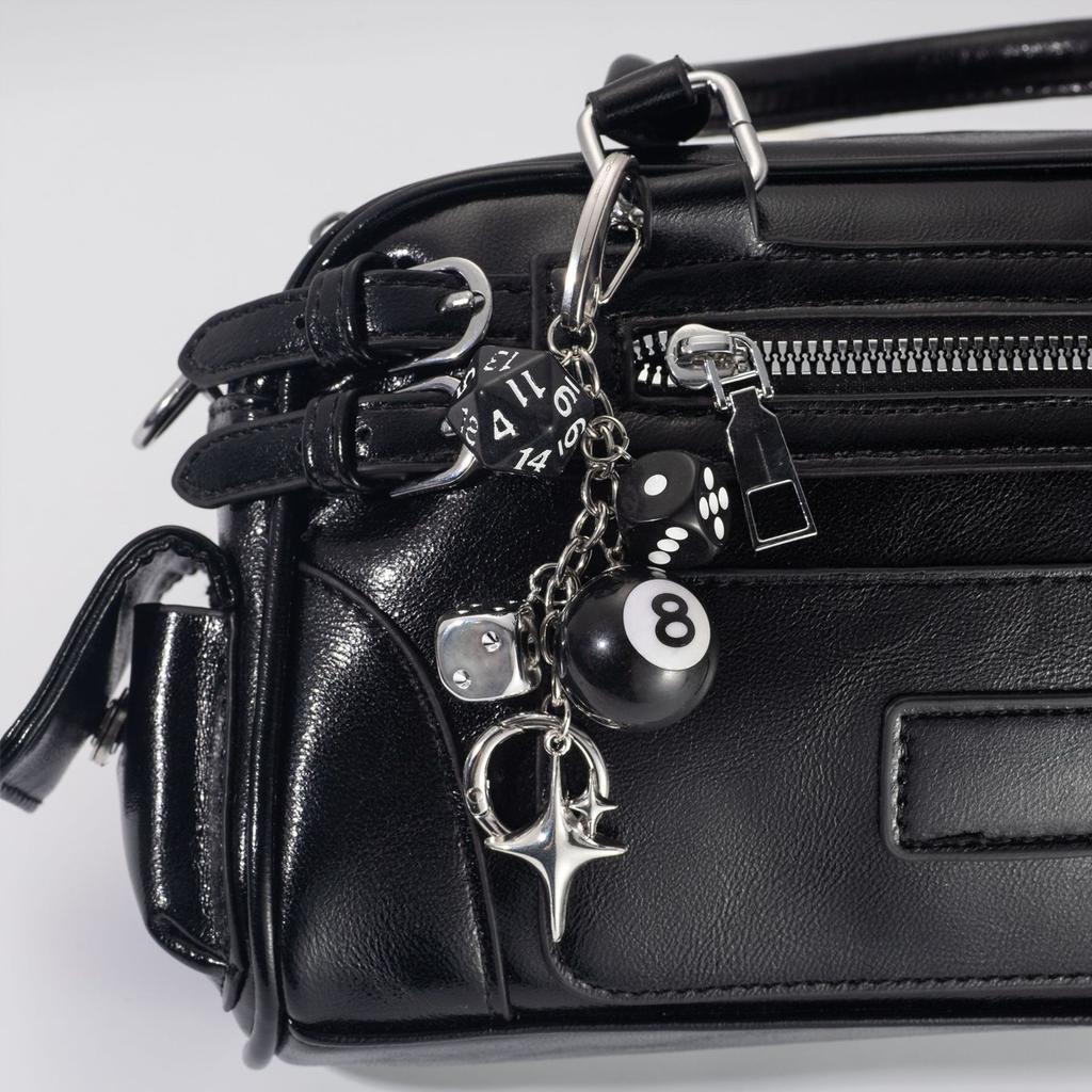 Dice No. 8 Billiards Keychain Y2K Starburst Pendant Bag Hangings Punk Ornament Accessories