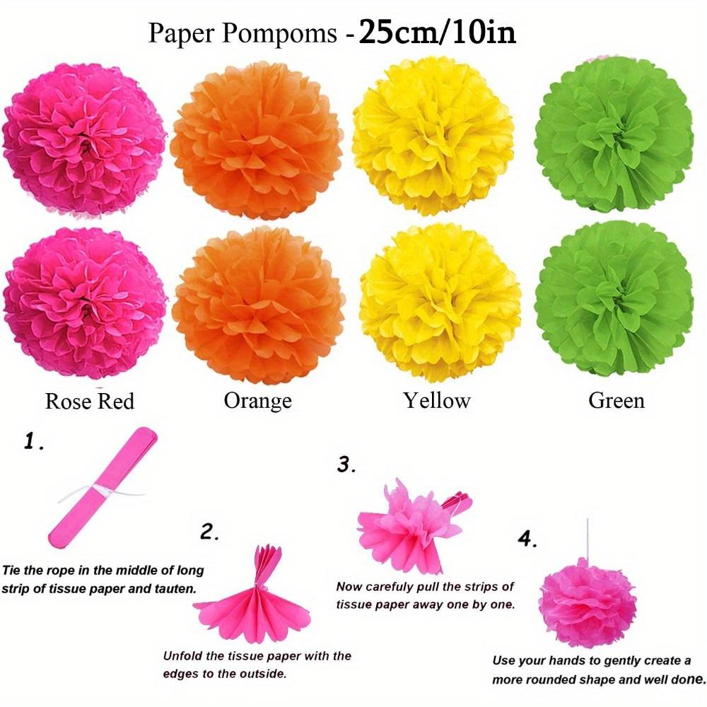 2sets Tissue Pom Poms Party Decoration Multi-color Hanging Paper Fans Flowers Garlands String Polka and Triangle Bunting Flags for Birthday Parties