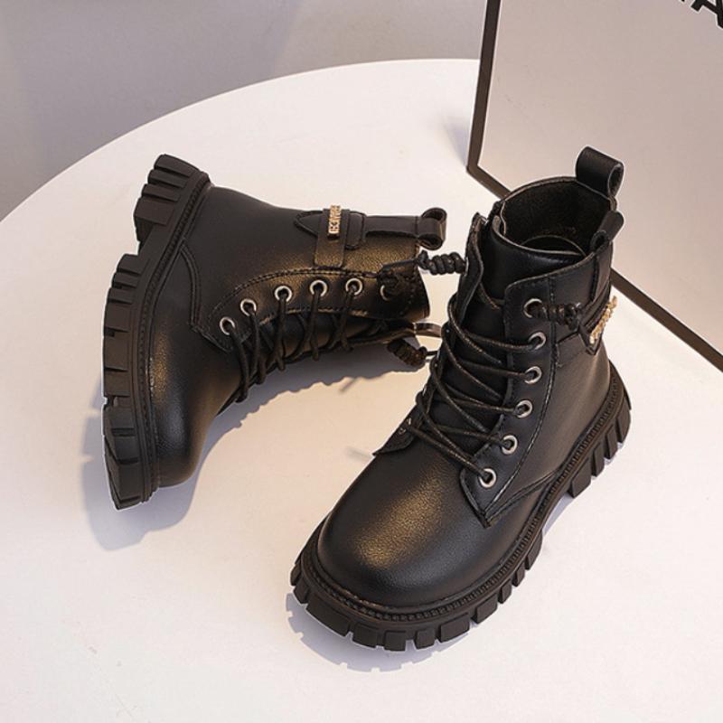 Girls' boots autumn and winter Korean version children's Martin boots, big girls' single boots, princess leather short boots
