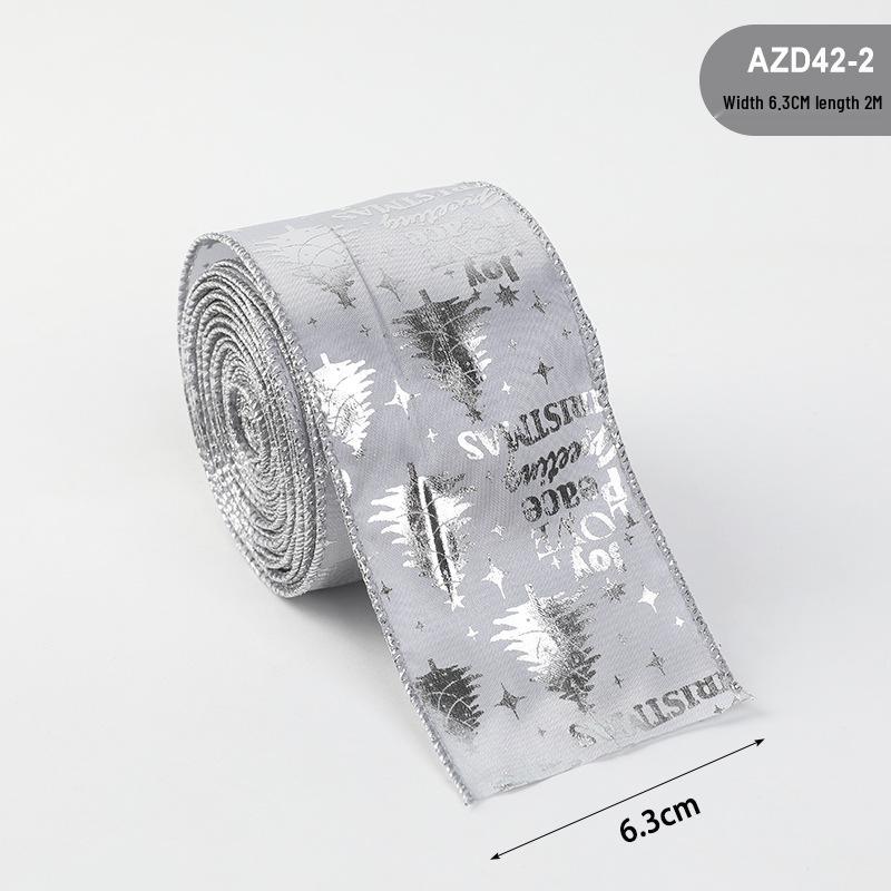 Přeshraniční třpytivá látková vánoční stuha se zlatým práškem a okrajem s železným drátkem, mašle k dekoraci