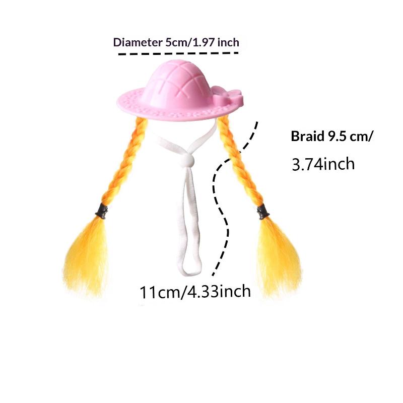 

Fun Hamster Bird Hat Golden Bear Parrot Double Ponytail Braid Wig Hat Multi-color Fashion Mini Straw Hat Little Pet Decoration