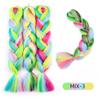Rainbow Braiding Hair Extension 24 Inch 1 Pack Synthetic Profession Jumbo Braid in Hair Extensions 4 Tone Crochet Colored Hair Extensions for Braiding