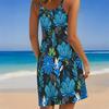 Women Plus Size Sleeveless Round Neck A Line Dress Interesting Mushroom Ladybug Print Loose Summer Leisure Short Dress