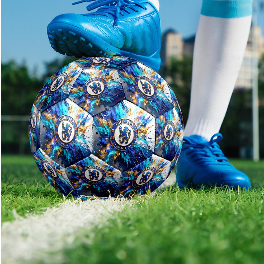 Chelsea FC Theme Soccer Ball Size 5 Soccer Ball Soft Touch Professional Training Football for Outdoor Sports
