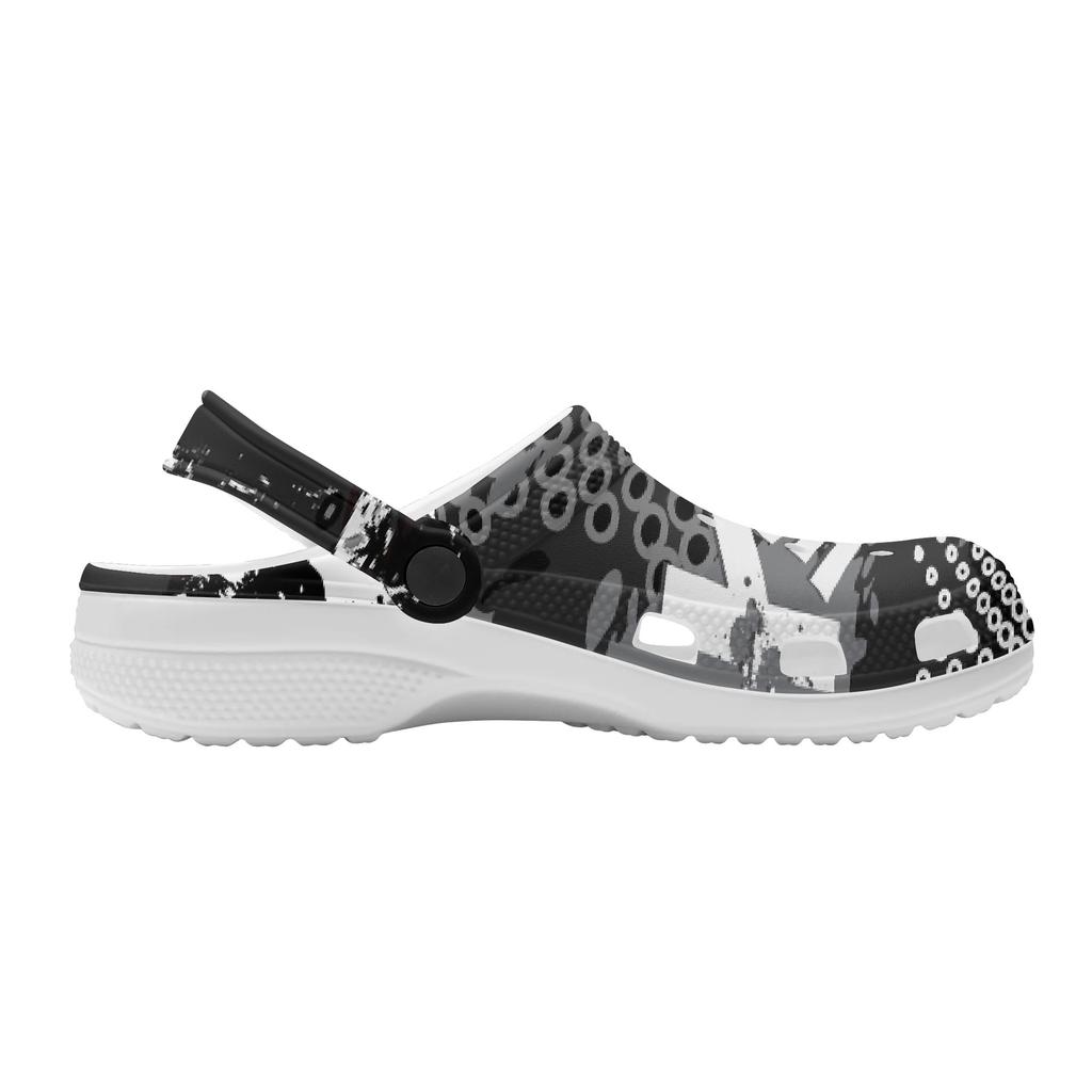 White Printed EVA Clogs Women Men Breathable Lightweight Slip On Garden Beach Pool Bathroom Home Casual Shoes Beach Travel Wear