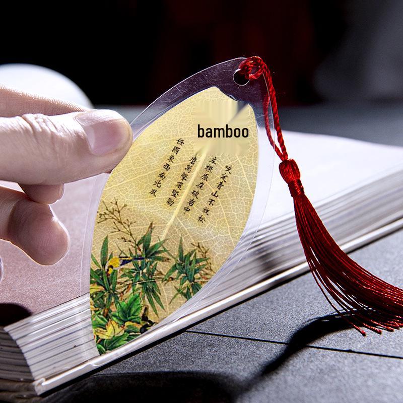 Chinese Style Leaf Vein Bookmark: Plum, Orchid, Bamboo, Chrysanthemum - Graduation Gift for Classmates or Girls