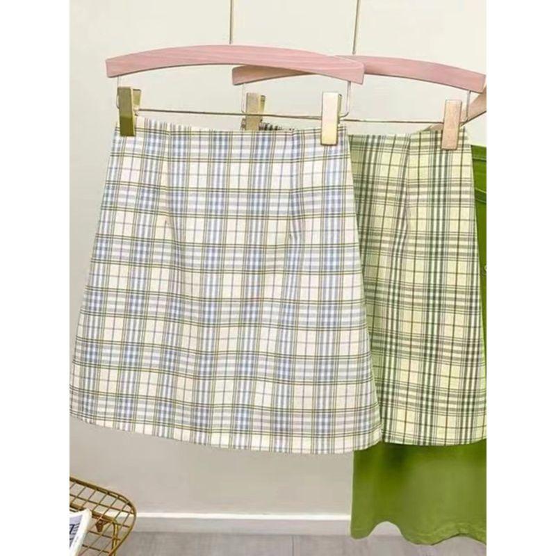 Модная ретро юбка в клетку гинем женская 2025 летняя мода лента клетчатая с высокой талией облегающее платье элегантная стройнящая юбка