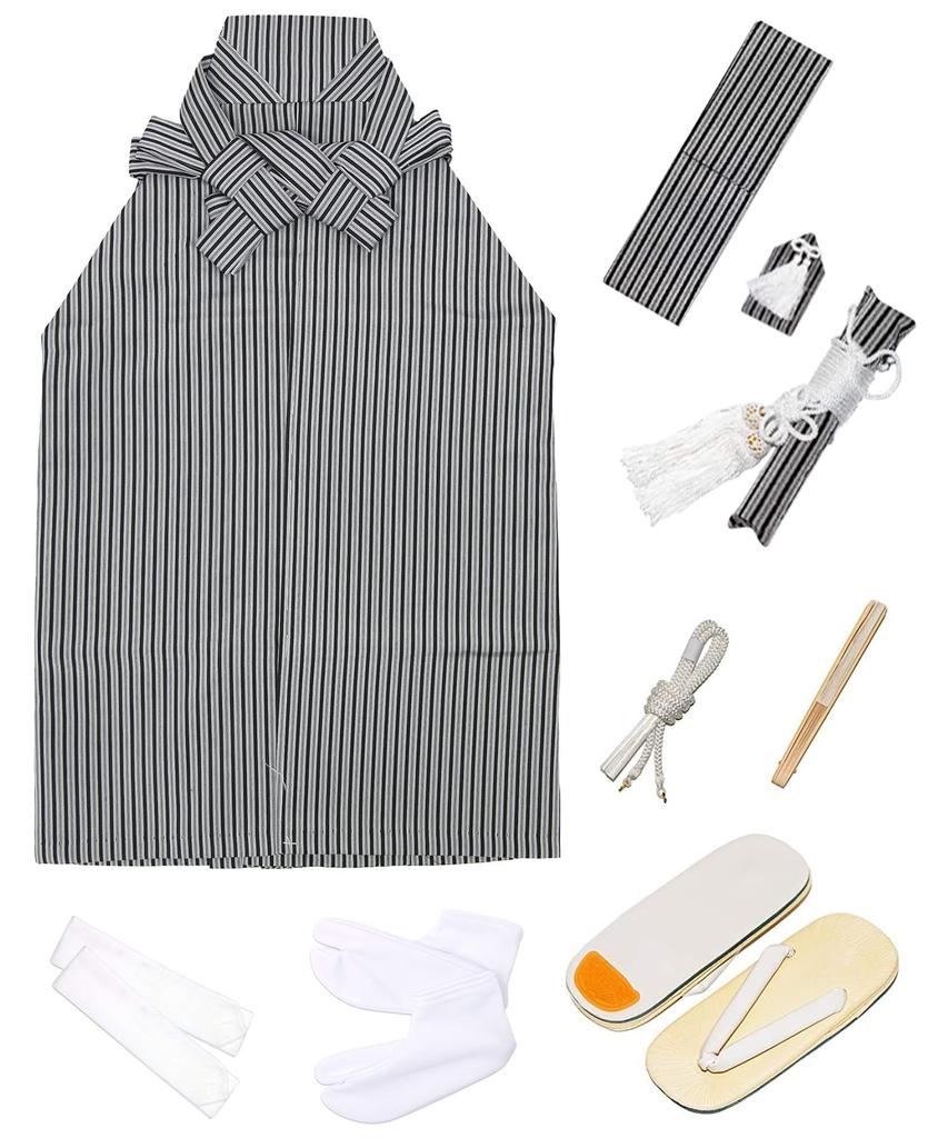 Age Kimono and Hakama Patterned Helmet Black Black [KYOETSU] [Kyouetsu] Boys' Shichi-Go-San (7-5-3) Ceremony, 5, Set, ((13) - + Stripe)
