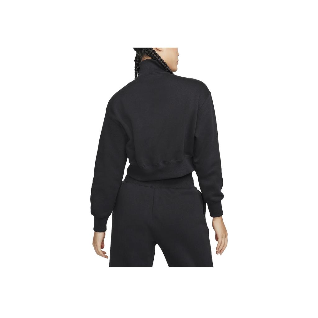 Nike Sportswear Letter Print Half-Zip Cropped Sweatshirt Women Tops Black FQ7980-010