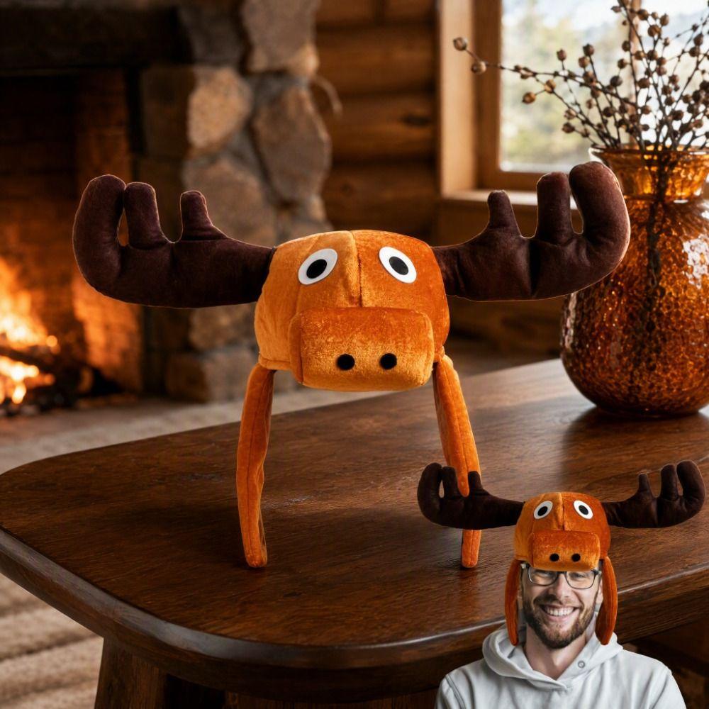 Scary Forest Deer Plush Reindeer Plush Hat Cosplay Deer Head Hat Halloween Gift for Kids