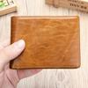 Men Faux Leather Wallet Large Capacity Bi-fold Short Wallet Vintage Minimalist Business Casual Credit Card Holder Front Pocket Wallet