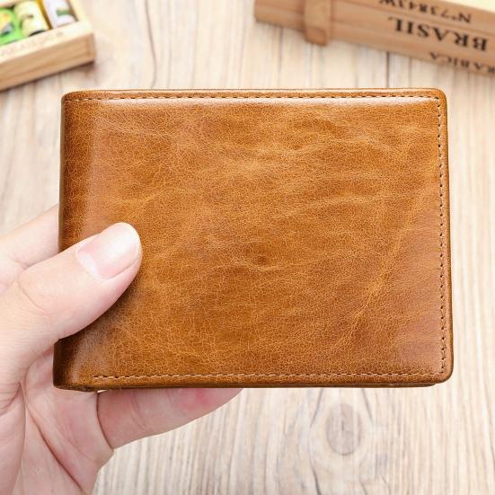 Men Faux Leather Wallet Large Capacity Bi-fold Short Wallet Vintage Minimalist Business Casual Credit Card Holder Front Pocket Wallet
