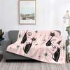 Cute Black Cat Blankets Soft Warm Flannel Mid Century Meow Retro Atomic Kitties Throw Blanket for Bedding Couch Bedspread, Gifts