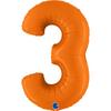 Foil Balloon Number 3, Matte Orange, 102Cm Grabo