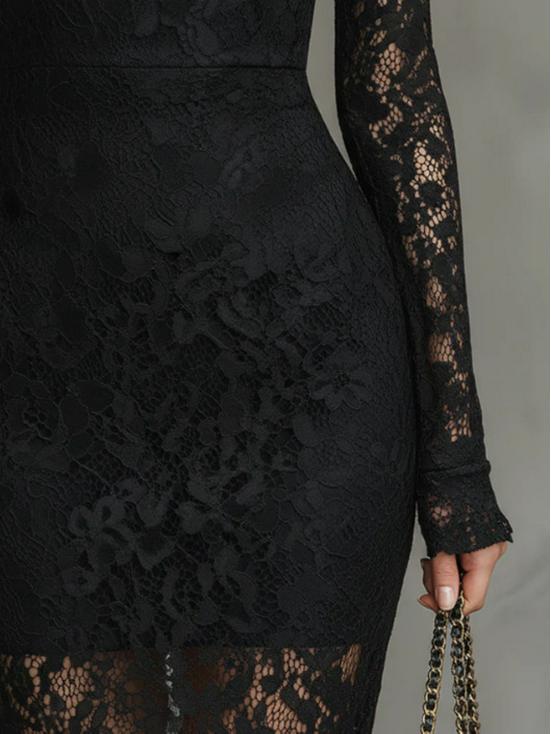 Elegant Black Lace Mermaid Party Dress