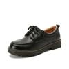 British Style Lace-Up Small Leather Shoes Women'S Versatile Platform Loafers College Retro Round Head Thick Heel Single Shoes