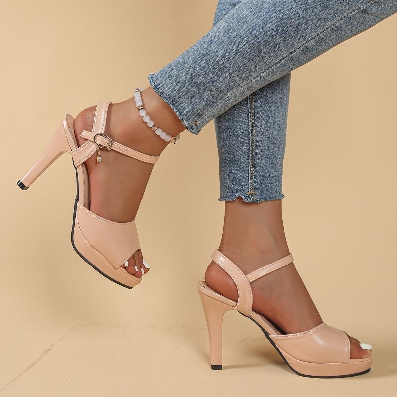 Fashion 2025 New Korean-style versatile fish-mouth sandals with one-shoulder buckle and thin heel waterproof platform high heels