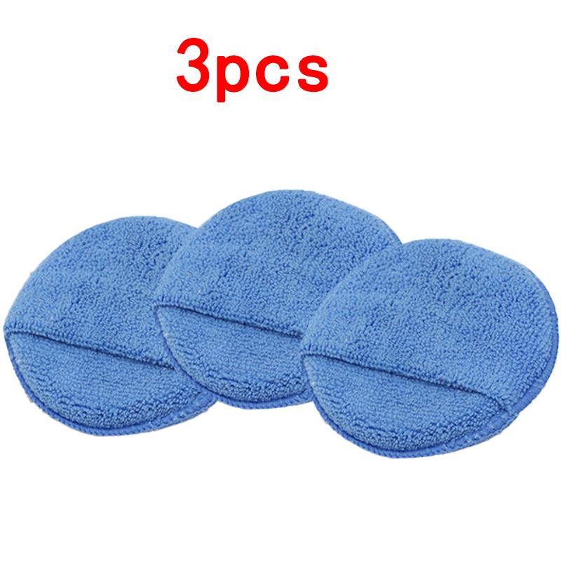 1/2/3Pcs 5-inch Round Car Waxing Polish Sponges Microfiber Wax Applicator Pad with Finger Pocket Polish Pads Car Cleaning Tools