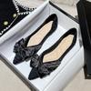 Pointed Toe Sequins With Bow Women's Flat Shoes High Quality Fashion Comfortable and Elegant 2025 Summer Dress Ladies Footwear