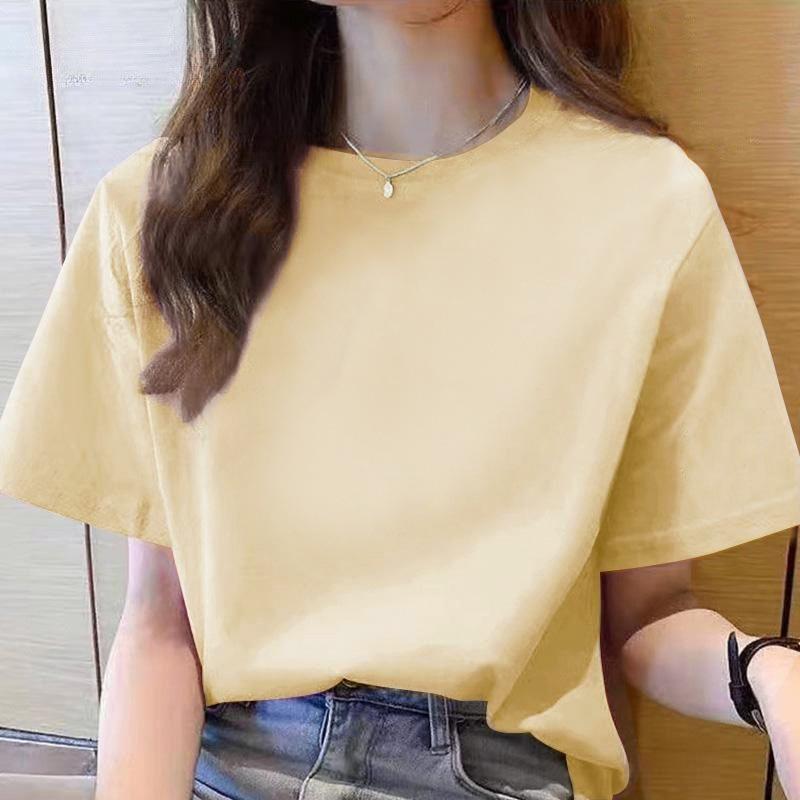 VEZFAA Women's Fashion Casual Summer Spring Short Sleeve O-Neck Blouses & Shirts