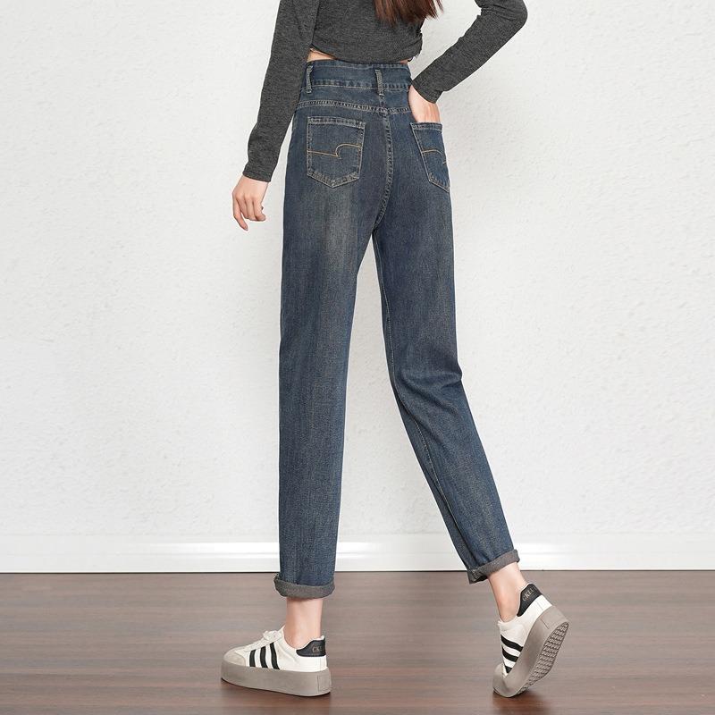 Harlan Jeans mit hoher Taille für Damen Herbst Retro Birnenförmiges Design mit einer schlanken Baggy Rüben-Daddy-Hose