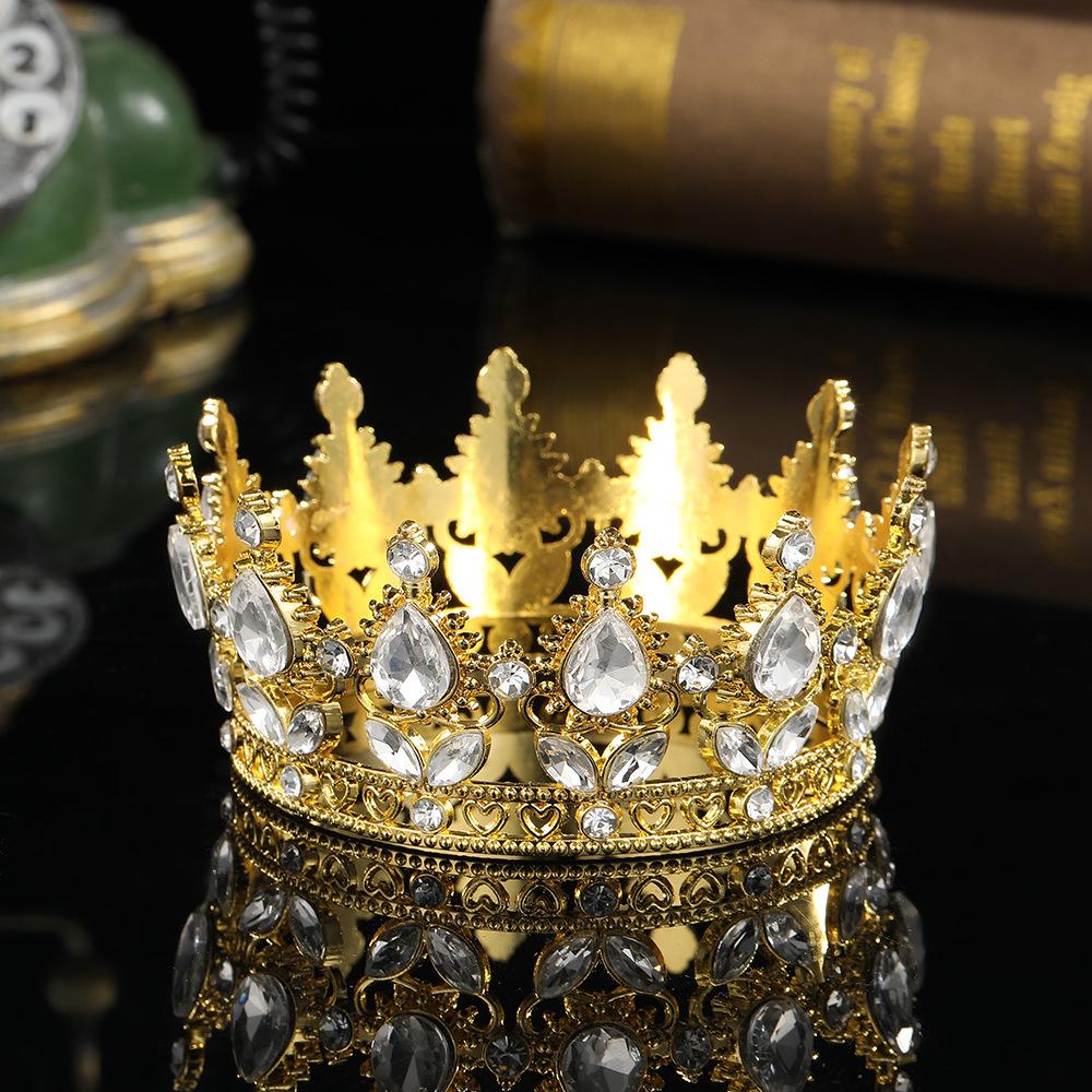 European and American Baroque Full Circle Crown Headwear Rhinestone Alloy Crown Hair Accessory