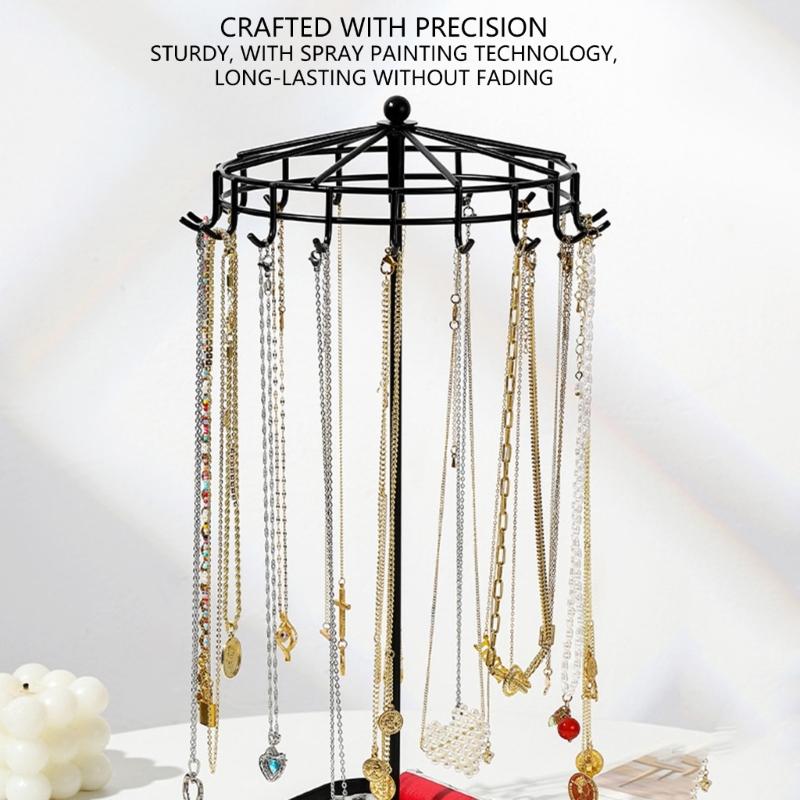 Rotating Jewelry Display Stand Detachable Acrylic Metal Organizers for Necklaces Bracelets Earrings 360 Degree Showcase