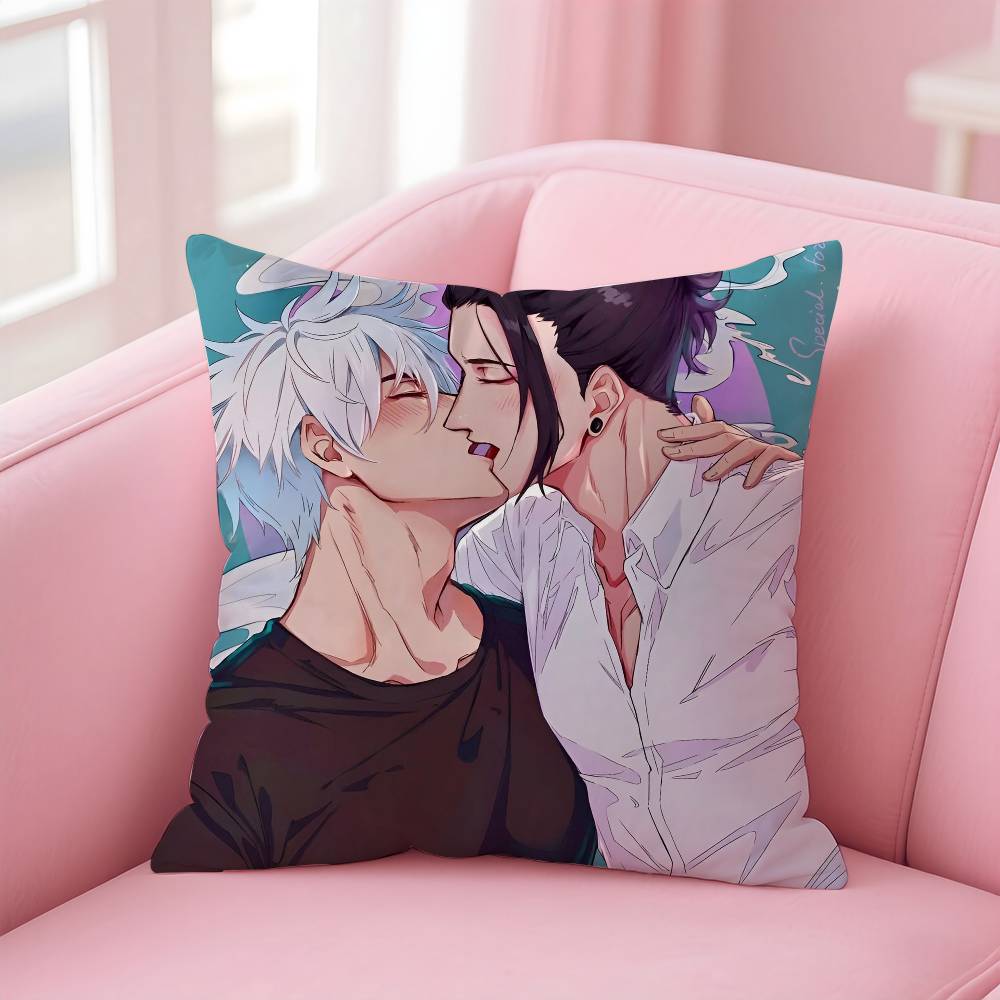 Hot Anime J-Juiutsu Kaisen Pillow Case Anti-dustmite Pillowcase Invisible Zipper Silky Short Plush Sofa Cushion Cover