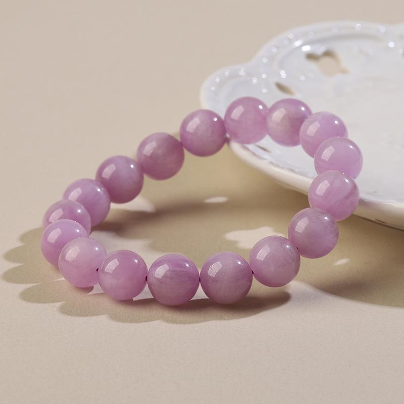 Kunzite, Agate, Jade, Purple Cat's Eye Gemstone Bracelet with Round Beads