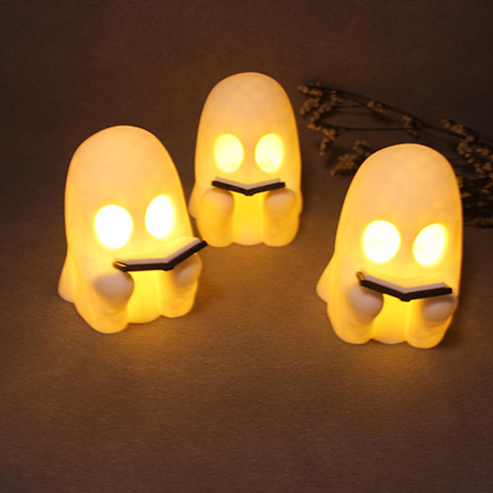 Halloween Ghost Night Light Warm Light Cute Ghost Lamp Battery Powered 3D LED Ghost Night Light for Bedroom Study Room Reader