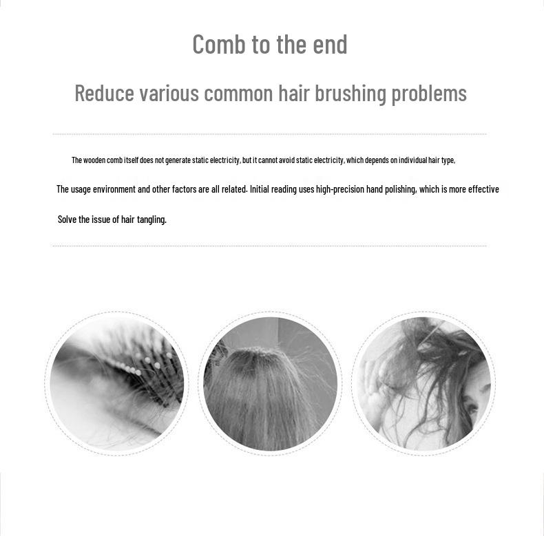 Green Sandalwood Comb - Natural Wood Hairdressing Massage Comb for Long Hair
