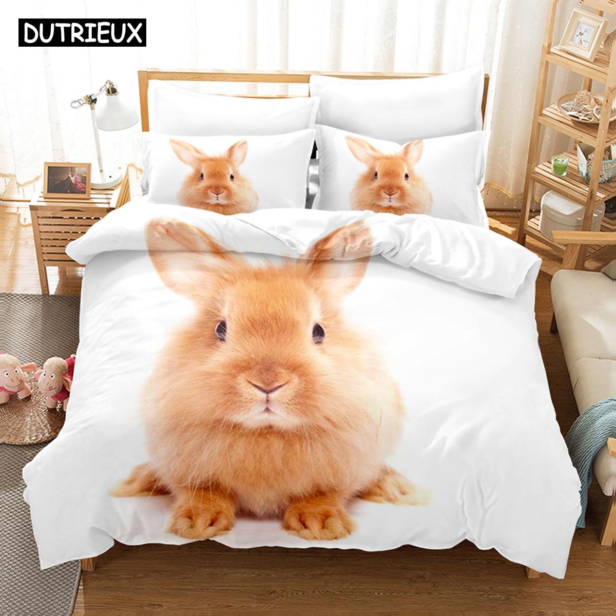 

3D Надрукований Великодній Заєць Кролик Постільна Білизна Набір Пухова Ковдра Підодіяльник З Наволочкою Двоспальний Односпальний Королівський EU SK(260x220cm)