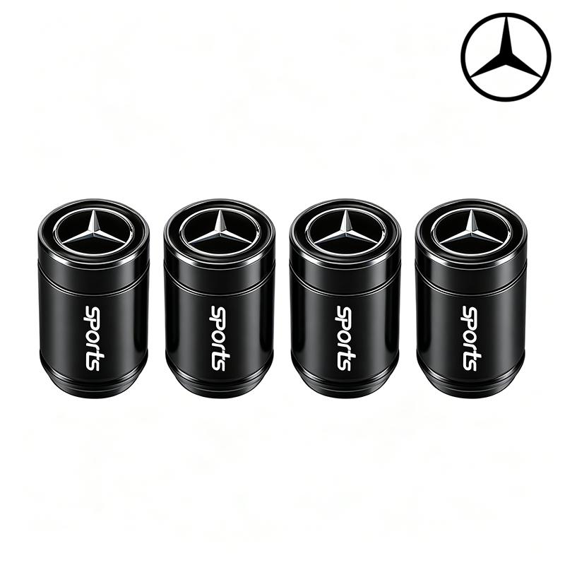 LXT3 4Pcs Metal Car Tire Valve Caps Waterproof Dustproof Anti-leak Air Accessories For Mercedes-Benz GLC X253 X254 C-Class W205 W206